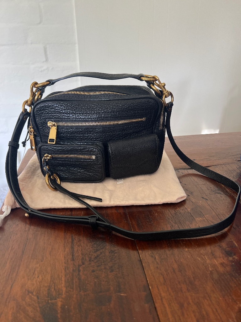 Authentic Rebecca Minkoff Black Leather Jett Boxy Crossbody Bag Nwt